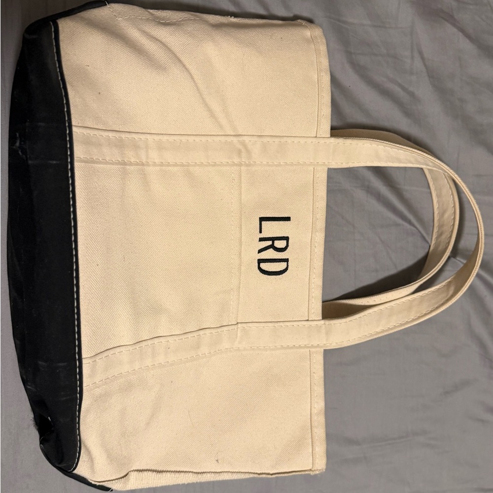 L.L. Bean Natural Canvas Tote with Black Accents